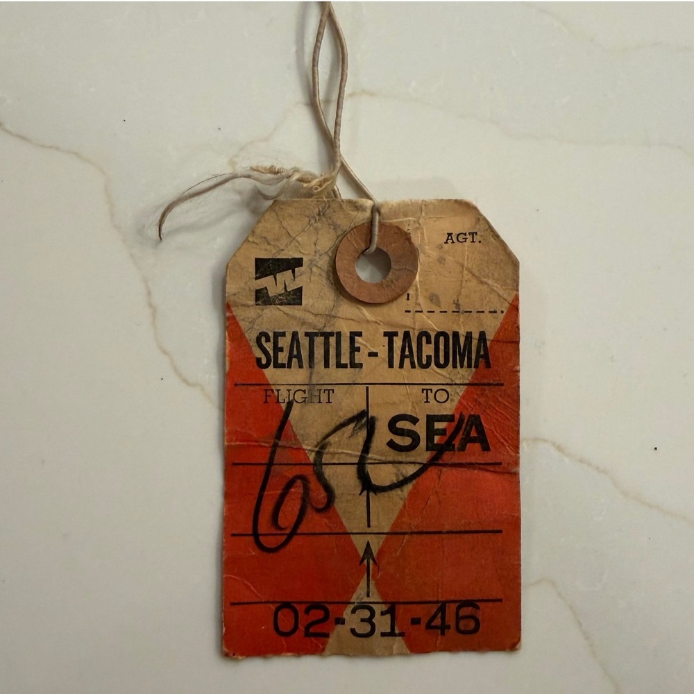 Vintage 1946 Western Airlines‎ Luggage Tag SEA Seattle Tacoma Aviation Ephemera